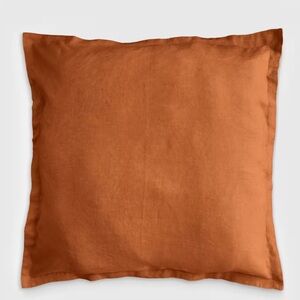 Quince White European Linen Euro Shams in color Terracotta